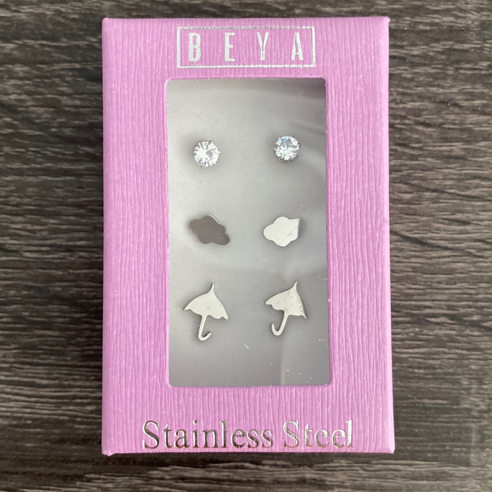 BEYA Stainless Steel earrings set ☁️☂️💎